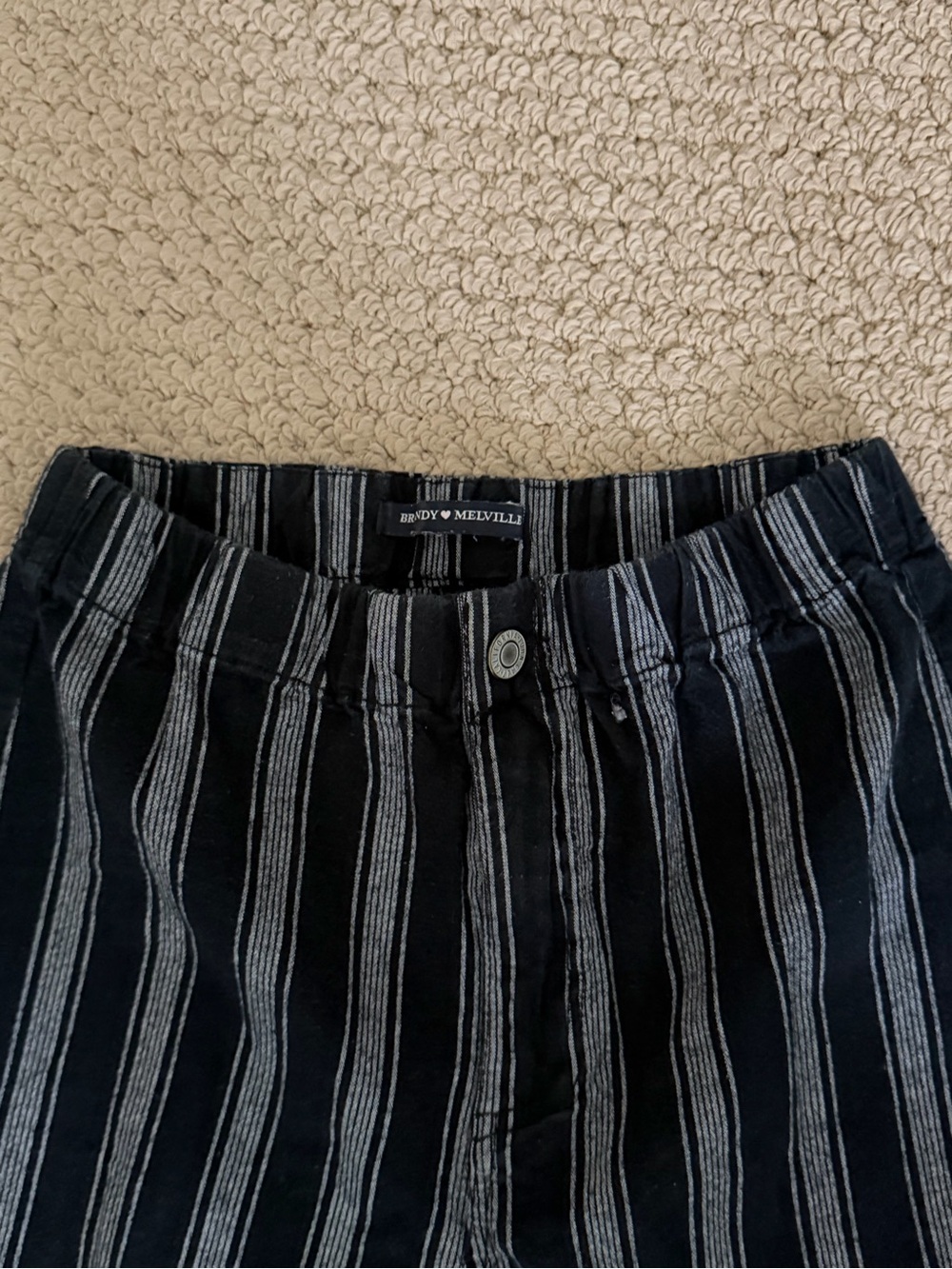 Brandy Melville Black Striped Straight Leg Pants 100% Cotton